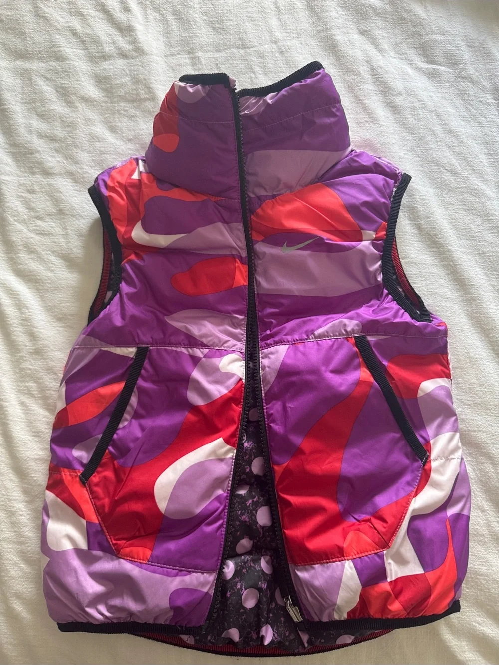 Nike Kids Purple Polka Dot Puffer Vest - Brand Unspecified